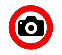 Fotoapparat in einem roten Ring